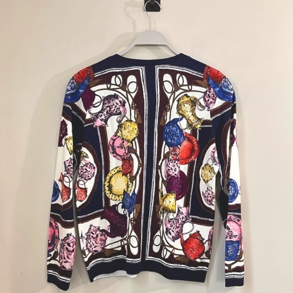 Talbots Petites Tea Party Print Classic Cardigan Sweater - Picture 5 of 16